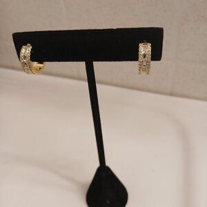 Diamonique c/o Plating Baguette Cut Huggie Hoop Earrings